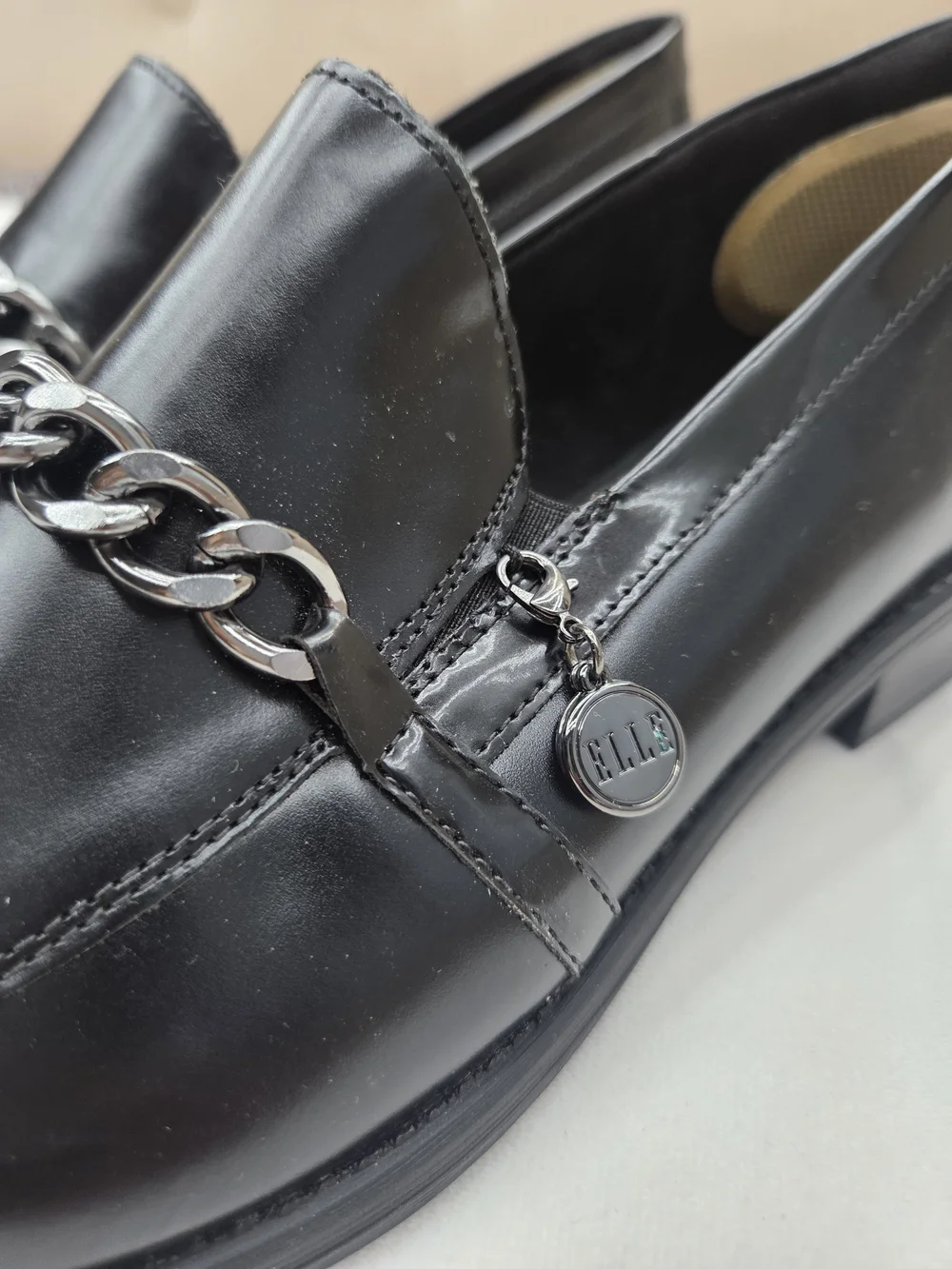 Remonte Women’s Black Leather Chain Loafers EU 41 Slip On Shoes